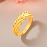 Gold Leaf Patterned Finger Ring